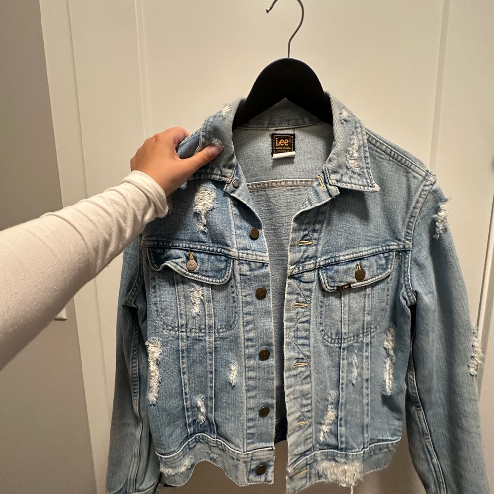 Lee Women's Light Blue Distressed Jean Jacket